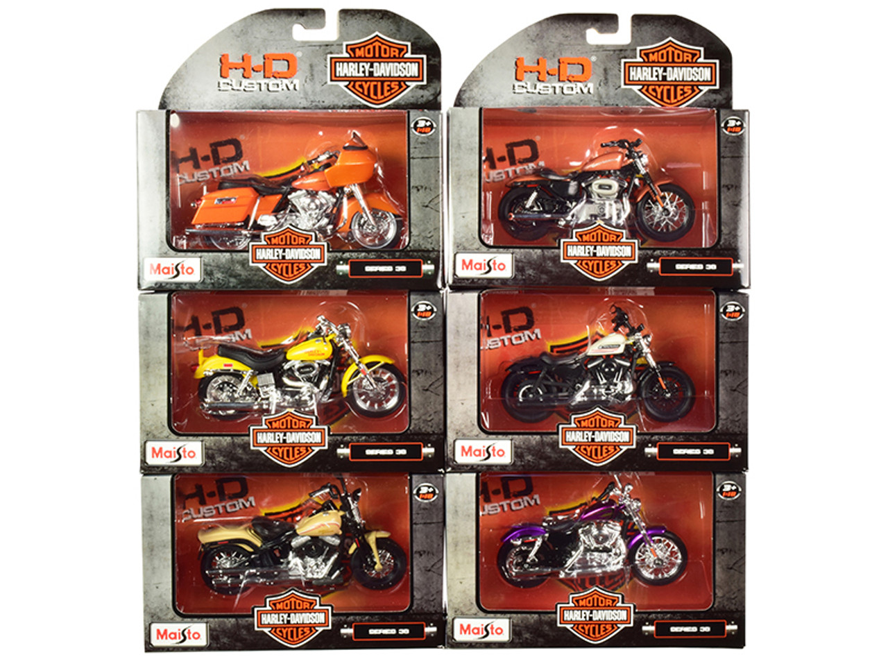 Harley-Davidson Motorcycles 6 piece Set Series 38 1/18 Diecast