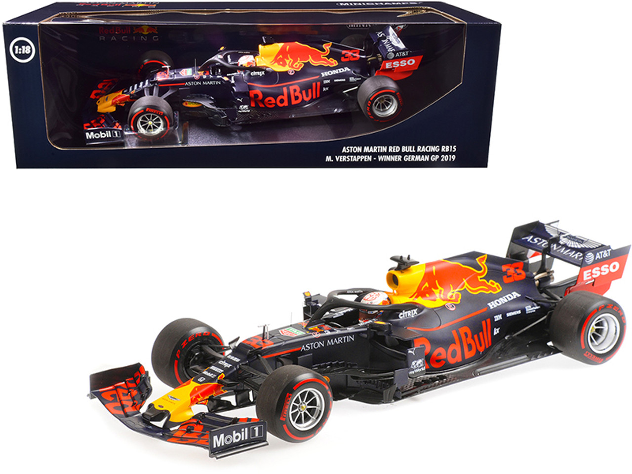 Aston Martin Red Bull Racing Tag Heuer RB15 #33 Max Verstappen Winner Formula One F1 German GP (2019) Limited Edition to 504 pieces Worldwide 1/18 Diecast Model Car by Minichamps