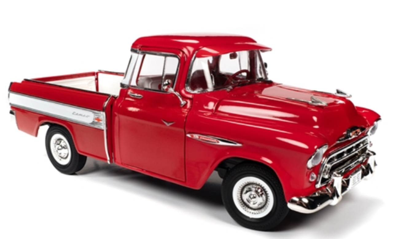 1957 Chevrolet Cameo Pickup Truck Cardinal Red and White 1/18 