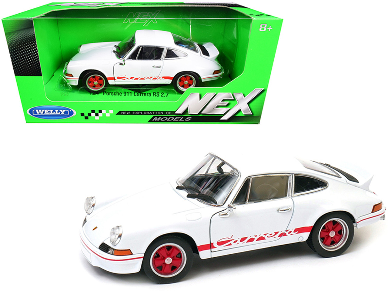 Porsche 911 Carrera RS 2.7 White with Red Stripes 