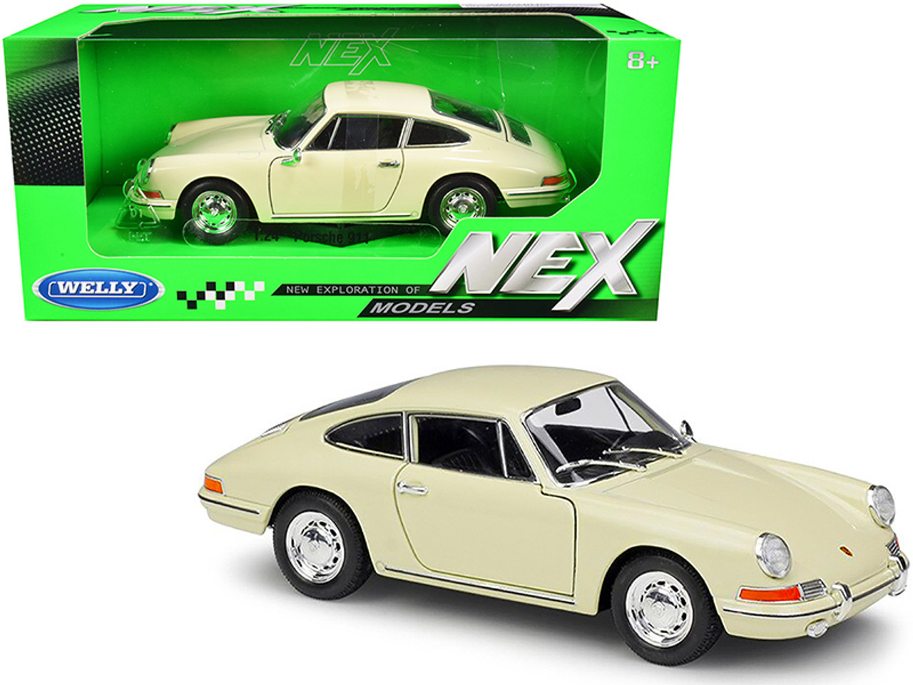 Porsche 911 Cream "NEX Models" 1/24 Diecast Model Car by Welly