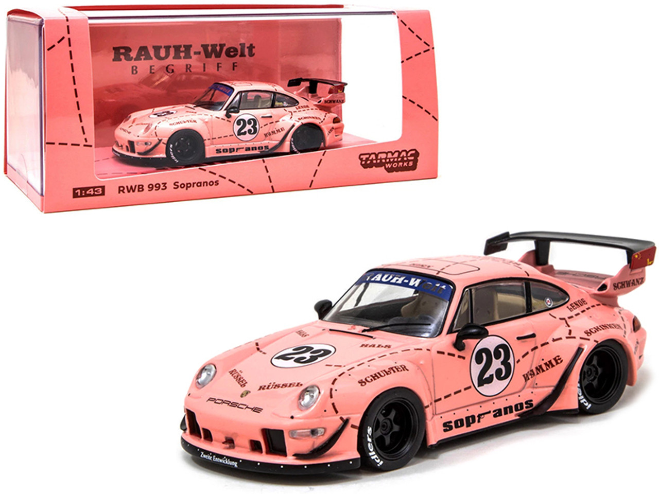 Porsche RWB 993 #23 Sopranos Pink RAUH-Welt BEGRIFF 1/43 Diecast Model  Car by Tarmac Works