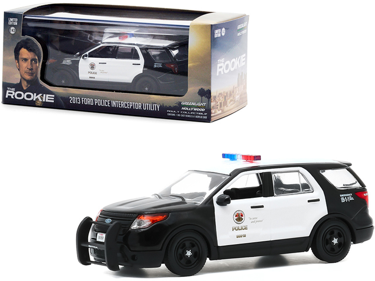 2013 Ford Police Interceptor Utility White and Black "LAPD" (Los Angeles Police Department) "The Rookie" (2018) TV Series 1/43 Diecast Model Car by Greenlight