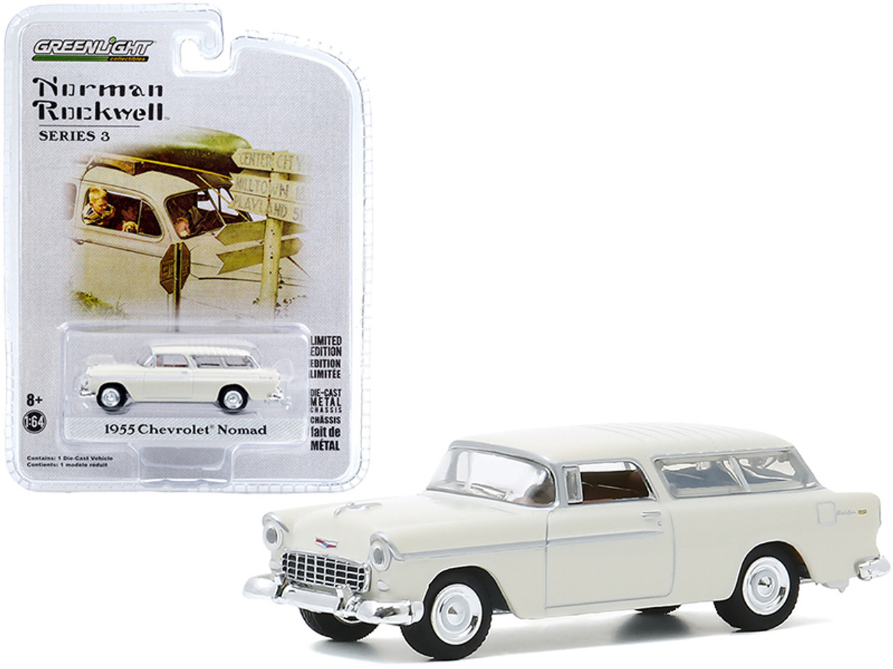 1955 Chevrolet Nomad Cream "Norman Rockwell" Series 3 1/64 Diecast Model Car by Greenlight