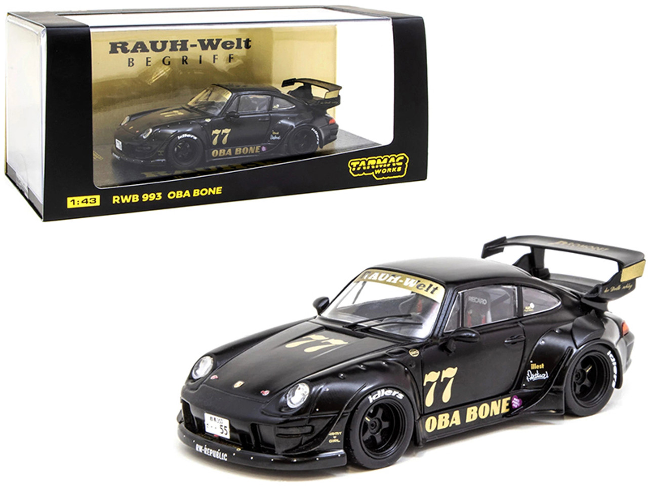 Porsche RWB 993 #77 Oba Bone Matt Black RAUH-Welt BEGRIFF 1/43 Diecast  Model Car by Tarmac Works