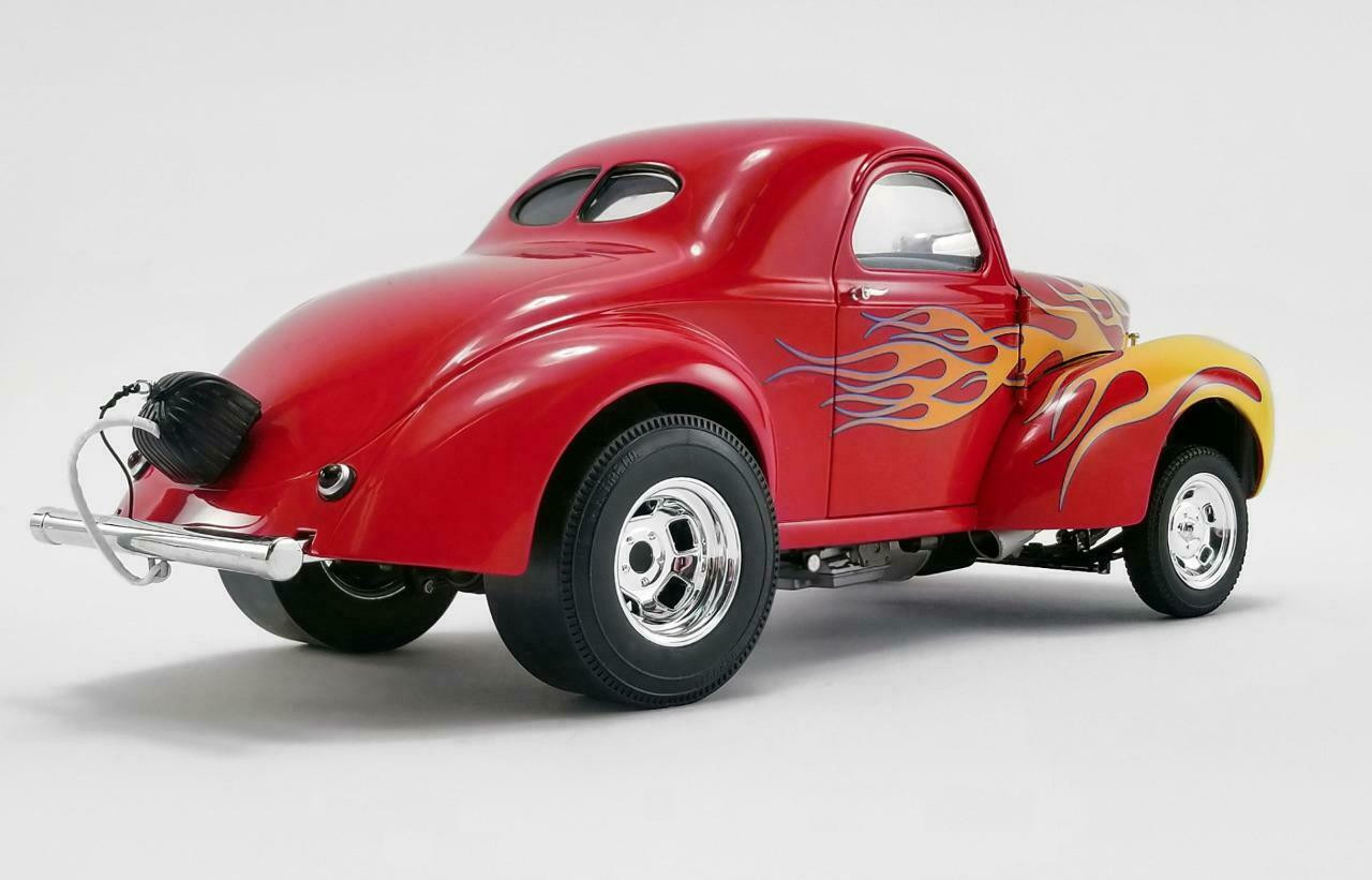 1/18 ACME 1941 Willys Red Flamed Gasser (Red with yellow flames) Diecast Car Model Limited 408 Pieces