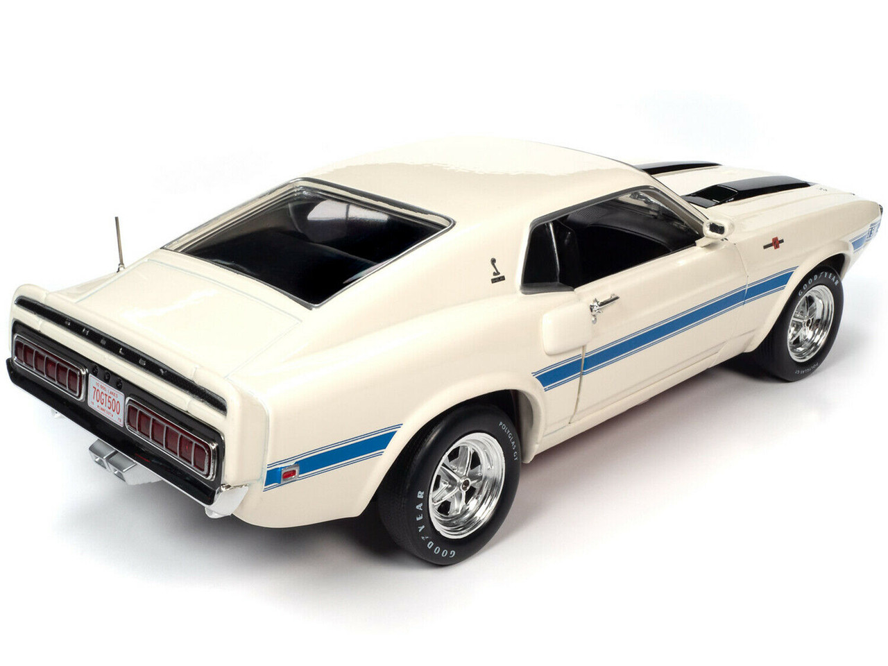 1/18 Auto World American Muscle - Class of 1970 - 1970 Shelby GT500 GT-500 (White with blue side stripe and black hood stripes) Diecast Car Model