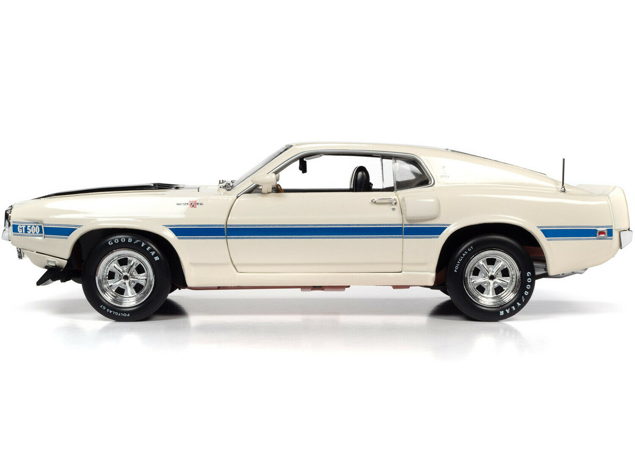 1/18 Auto World American Muscle - Class of 1970 - 1970 Shelby GT500 GT-500 (White with blue side stripe and black hood stripes) Diecast Car Model