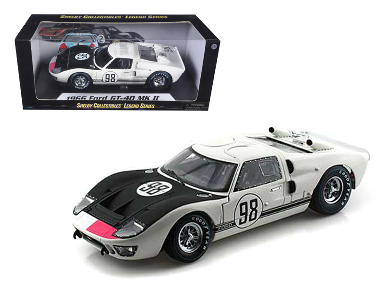1/18 Shelby Collectibles 1966 Ford GT-40 MK 2 #98 (White) Diecast Car Model