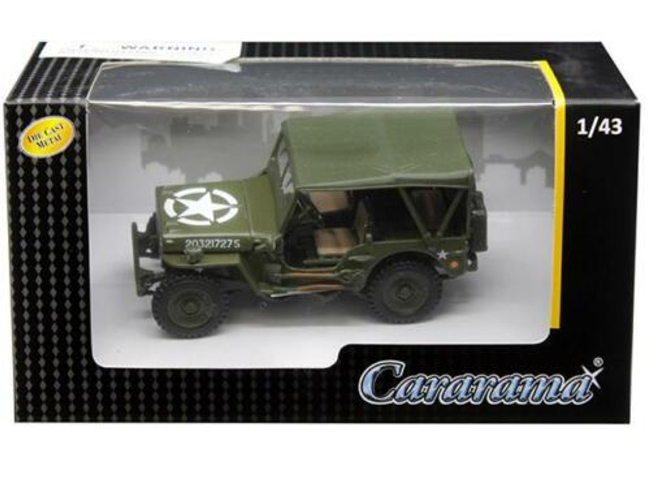 1:43 Cararama 1/4 Ton Military Vehicle Soft Top (Green) Diecast Car Model