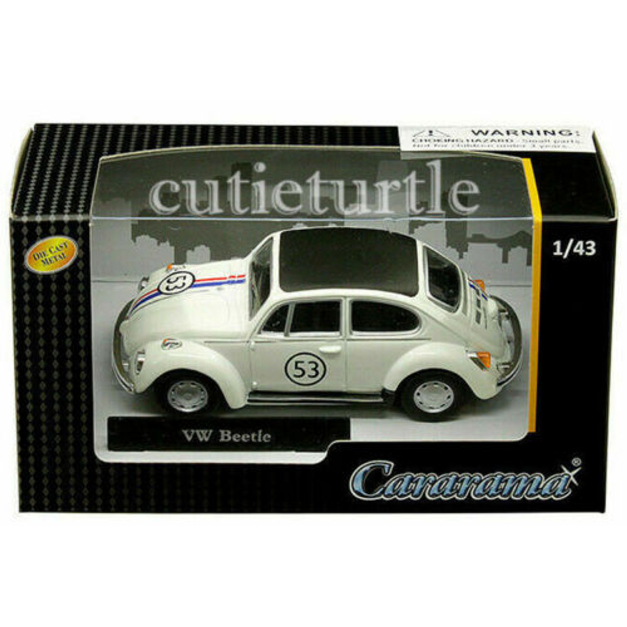 1:43 Cararama Volkswagen VW Beetle Taxi (White/Green) Diecast Car Model