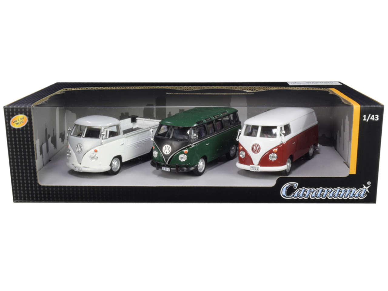 1:43 Cararama W/B 3 Pack Set Volkswagen Bus and Pick Up Truck Diecast Car Model