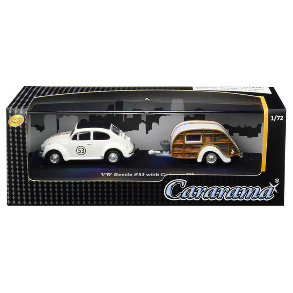 1:72 Cararama Volkswagen Beetle #53 with Caravan III (White) in