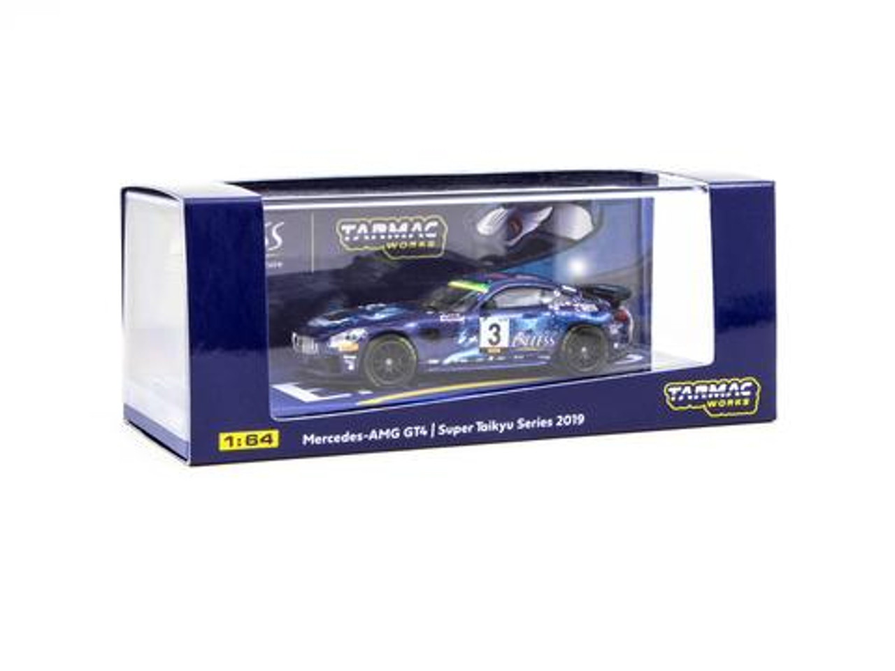 Tarmac Works 1:64 Hobby64 - Mercedes-AMG GT4 - Super Taikyu Series 2019 - ST-Z Class Champion #3 - Endless Sports - Blue Diecast Car Model