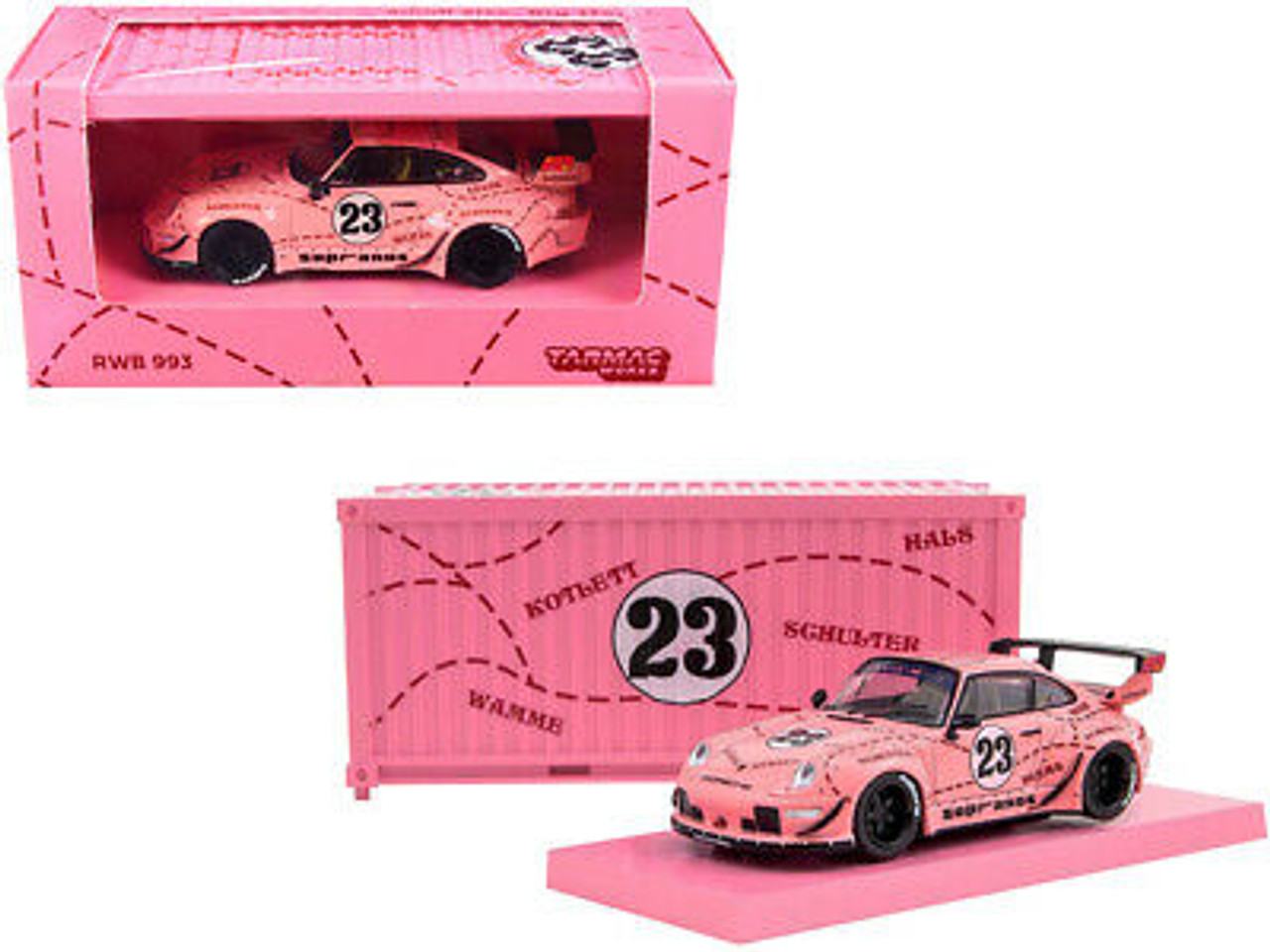 Tarmac Works 1:64 Porsche 993 RWB Sopranos #23 (Pink) with 