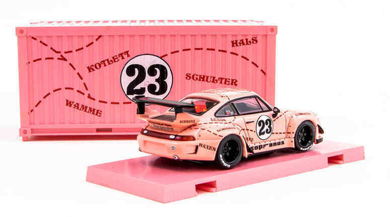 Tarmac Works 1:64 Porsche 993 RWB Sopranos #23 (Pink) with Container Diecast Car Model