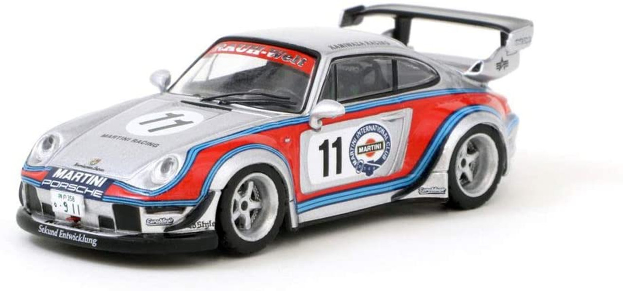 Tarmac Works 1:43 Porsche RWB 993 Rough Rhythm #11 Martini Racing - Silver - Diecast Car Model (Limited Edition)