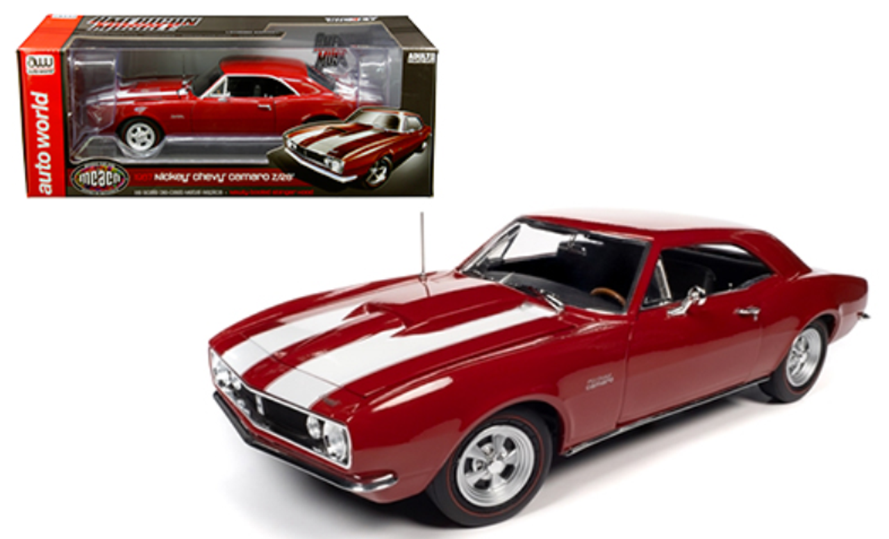 1/18 Auto World 1967 Nickey Chevrolet Camaro Z/28 (Red with white stripes) Diecast Car Model