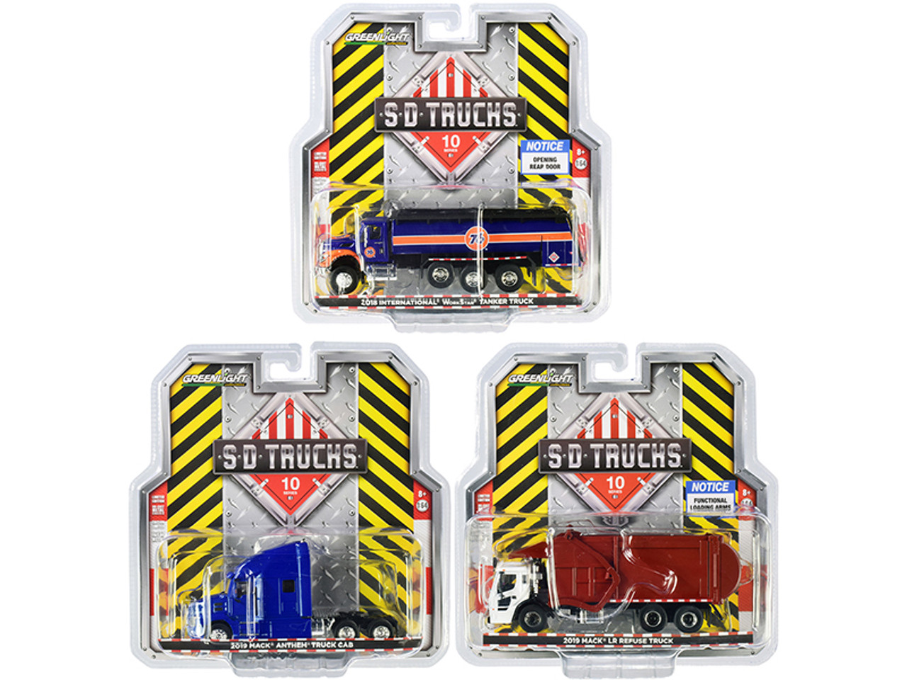 "S.D. Trucks" 3 piece Set Series 10 1/64 Diecast Models by Greenlight