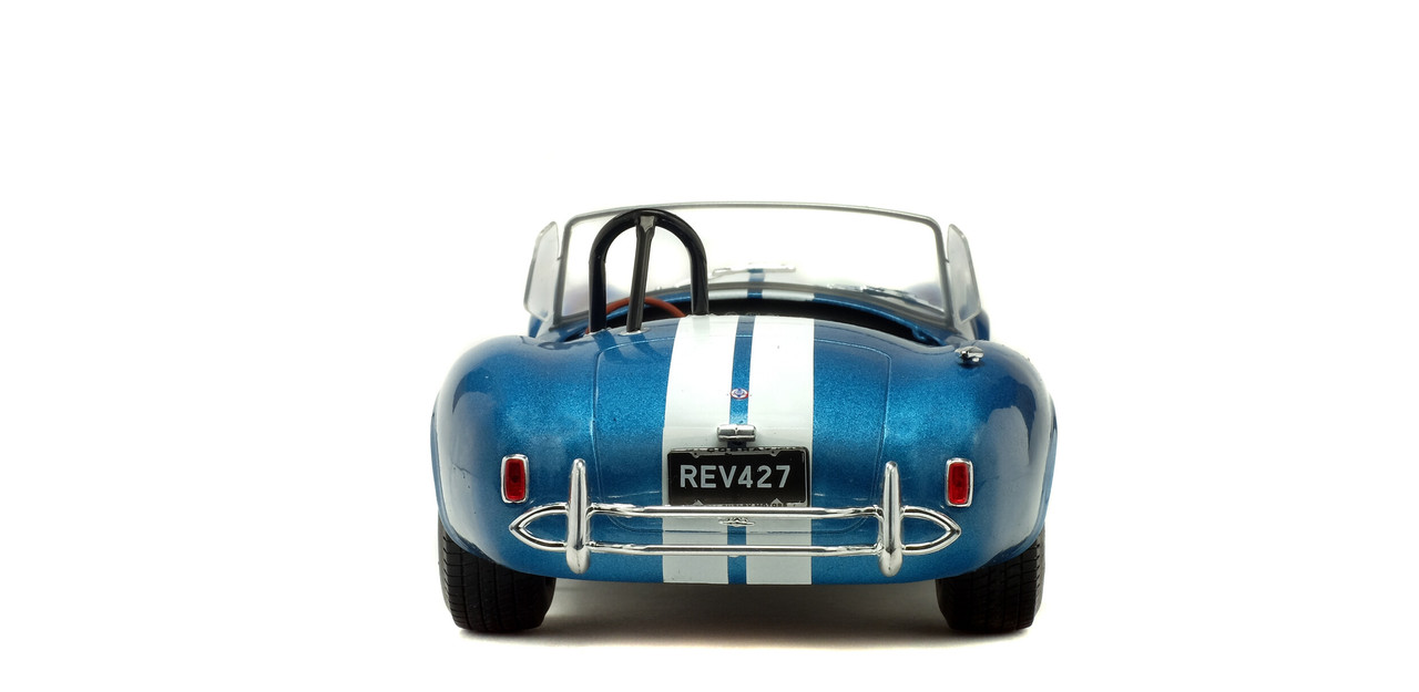 1965 Shelby Cobra A/C 427 MKII Blue Metallic with White Stripes 1/18 Diecast Model Car by Solido