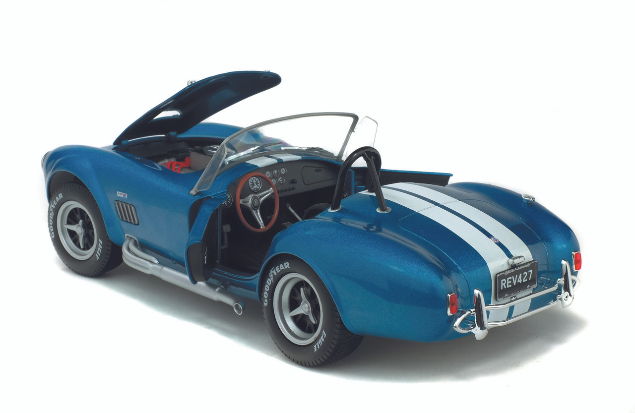 1965 Shelby Cobra A/C 427 MKII Blue Metallic with White Stripes 1/18 Diecast Model Car by Solido