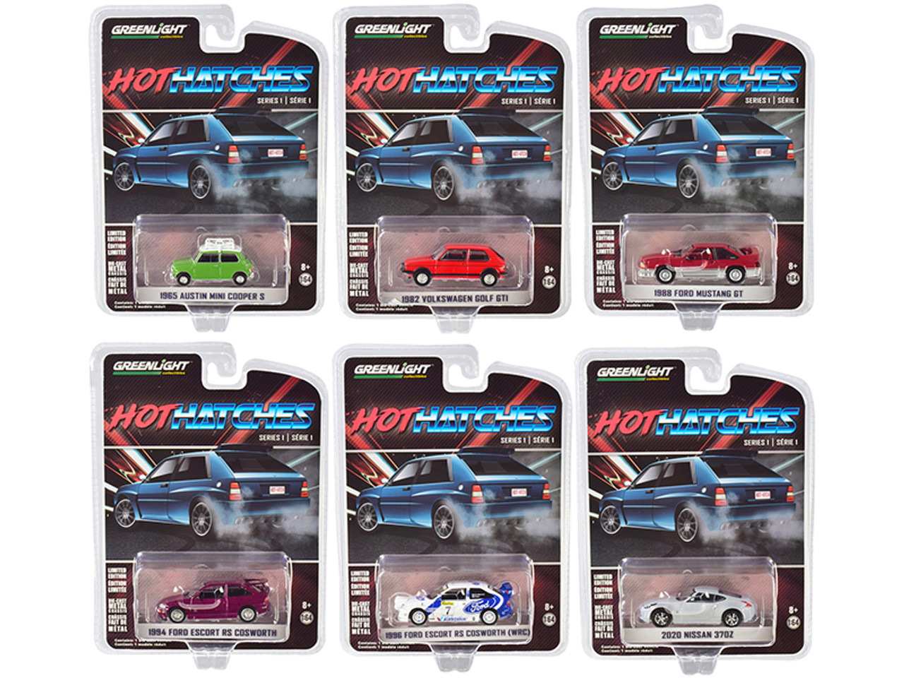 "Hot Hatches" Set of 6 pieces Series 1 1/64 Diecast Model Cars by Greenlight