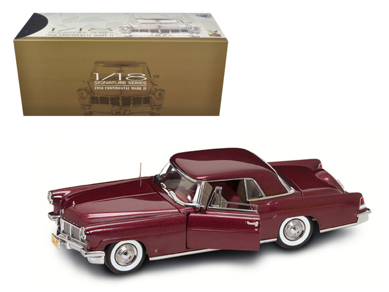 1956 Lincoln Continental Mark II Burgundy 1/18 Diecast Model Car by Road Signature