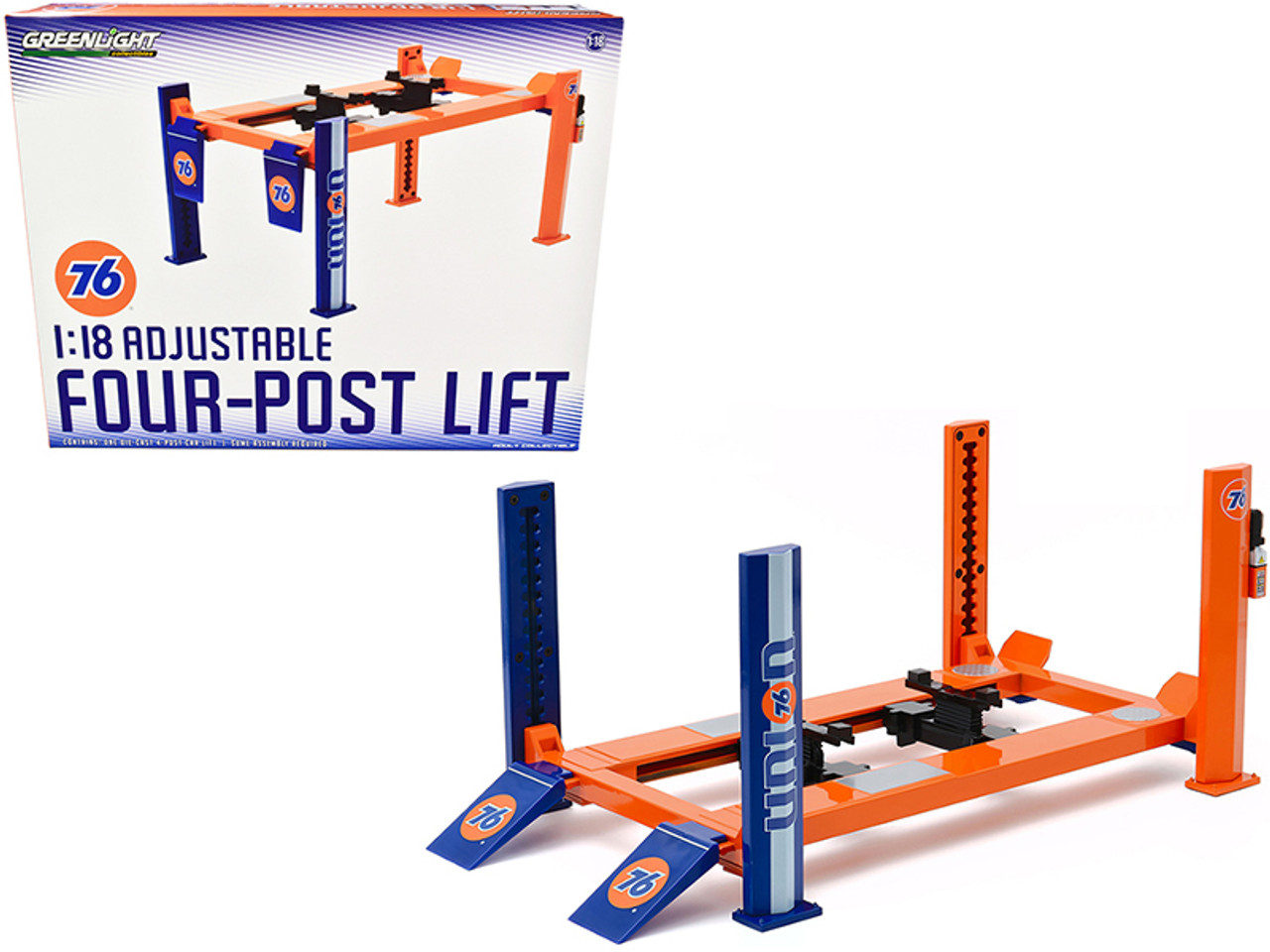 Adjustable Four Post Lift Orange and Blue 
