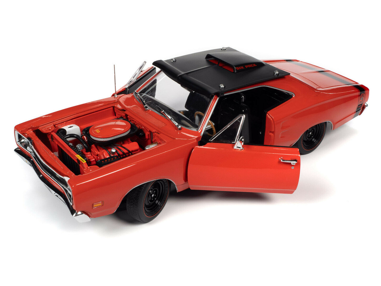 1/18 American Muscle - 1969 1/2 Dodge Coronet Super Bee (R4 bright red) - Includes A12 Reunion Banner & Wheel Covers - Muscle Car and Corvette Nationals