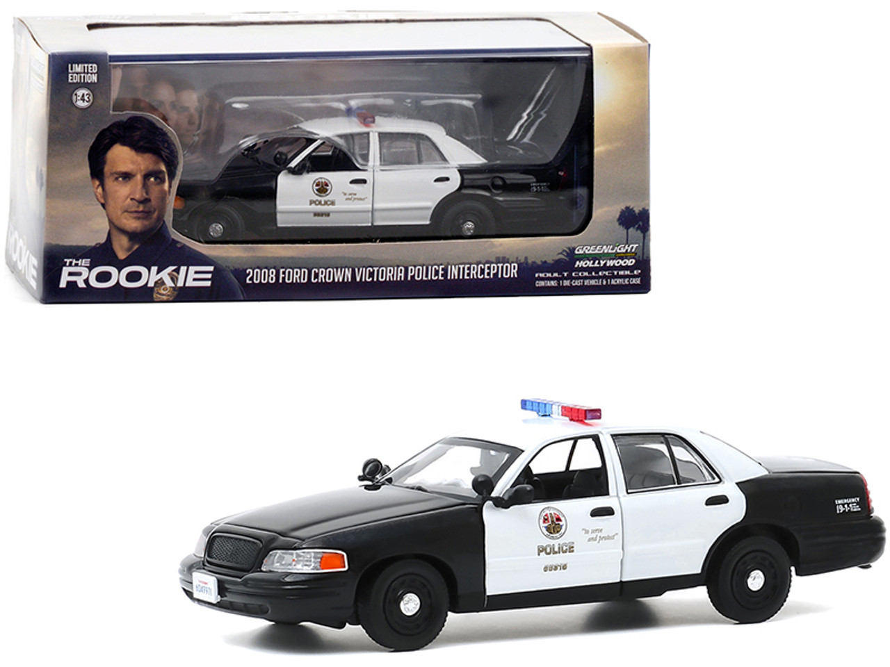 2008 Ford Crown Victoria Police Interceptor White and Black "LAPD" (Los Angeles Police Department) "The Rookie" (2018) TV Series 1/43 Diecast Model Car by Greenlight