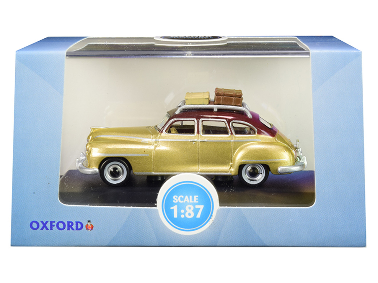 1946 DeSoto Suburban with Roof Rack and Luggage Trumpet Gold with Rhythm Brown Top 1/87 (HO) Scale Diecast Model Car by Oxford Diecast