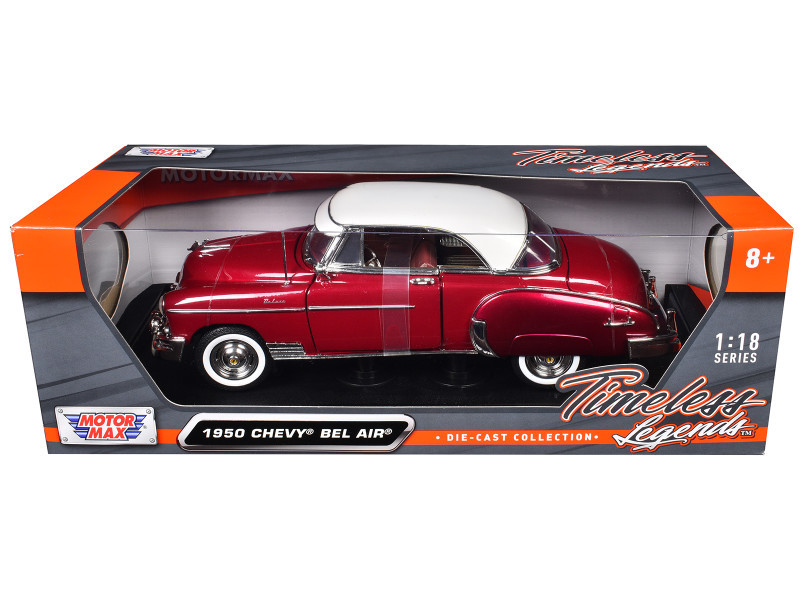 1950 Chevrolet Bel Air Burgundy with White Roof 1/18 Diecast Model