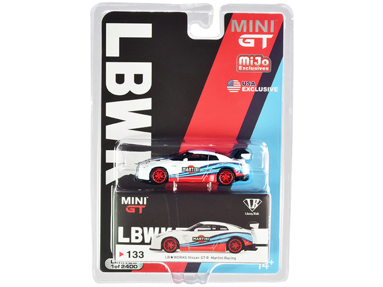 Nissan GT-R (R35) Type 1 LB Works with Rear Wing "Martini Racing" Limited Edition to 2400 pieces Worldwide 1/64 Diecast Model Car by True Scale Miniatures
