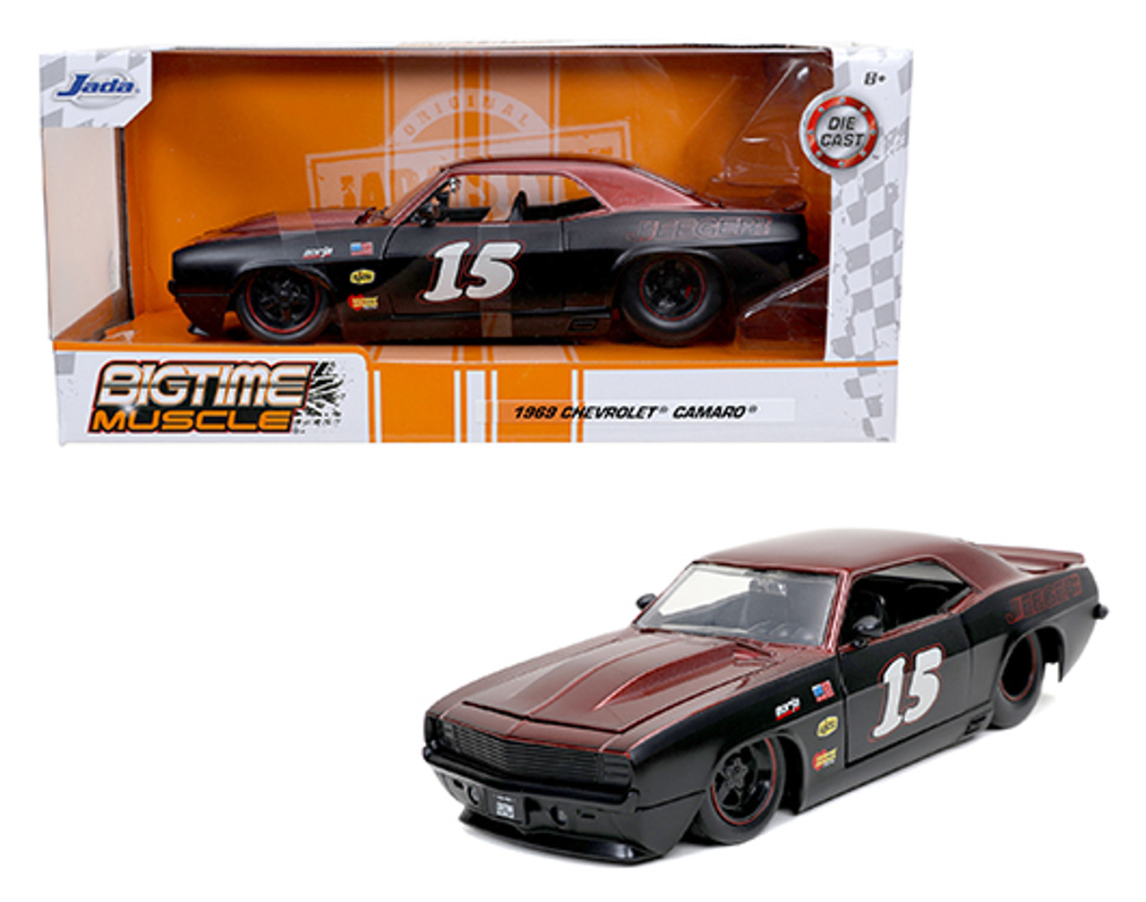 1969 Chevrolet Camaro SS #15 - BTM Big Time Muscle - 2 Tones Black Red -  1/24 Diecast Model by Jada