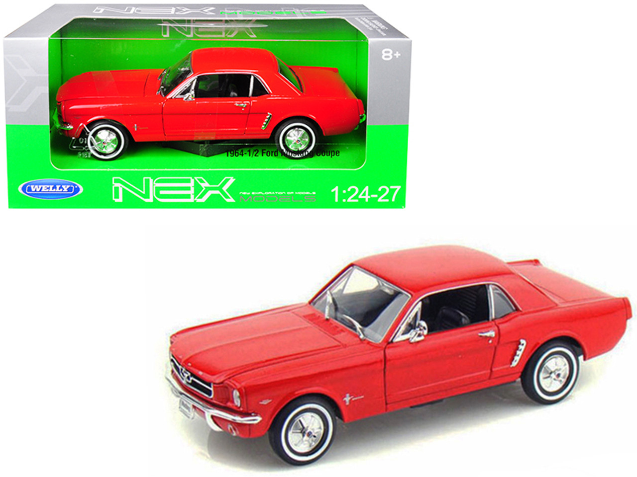 1964 1/2 Ford Mustang Coupe Hardtop Red 1/24-1/27 Diecast Model Car by Welly
