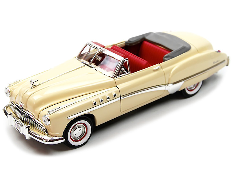 1949 Buick Roadmaster Cream with Red Interior 1/18 Diecast Model