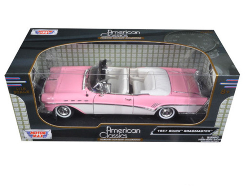 1/18 Motormax 1957 Buick Roadmaster Convertible (Pink and White) Diecast Car Model