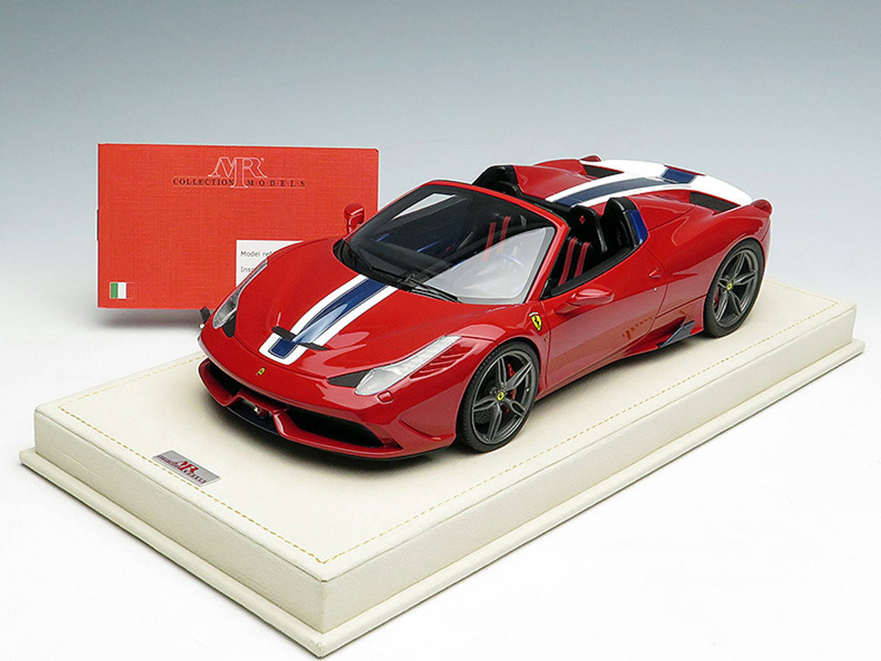 MR 1/18 Ferrari 458 Speciale Aperta (Red w/ Blue/White Stripes)