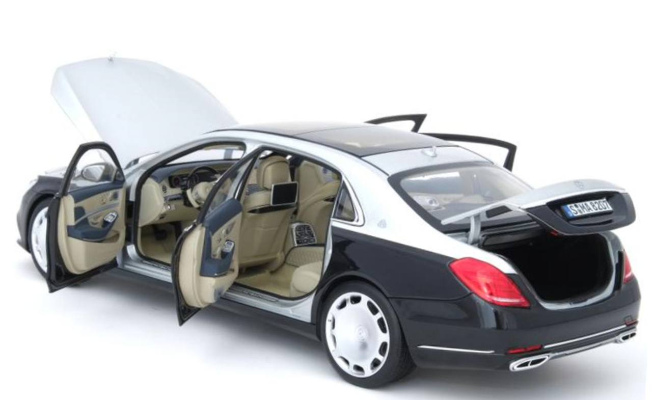 1/18 Norev Mercedes-Benz Mercedes Maybach S650 (Black / Silver) Flat Wheels Diecast Car Model