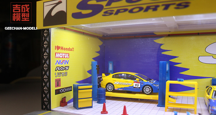 1/64 Geechan Model Spoon Sports Repair Shop Diorama Model Scene