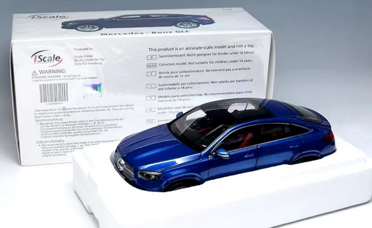 1/18 iScale 2020 Mercedes-Benz Mercedes GLE Coupe (C167) (Brilliant Blue)  Diecast Car Model