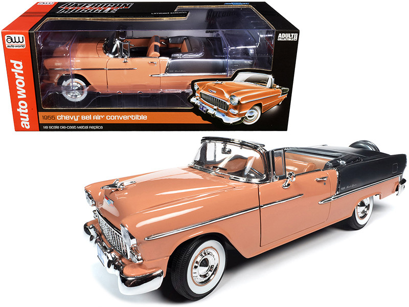 1/18 1955 シェビーベルエア コンバーチブル 1955 Chevrolet Bel Air Convertible Coral and Shadow Gray 1/18