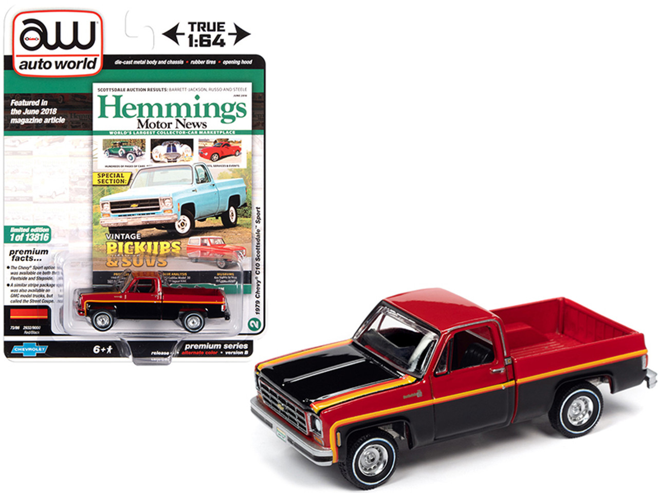 ◆Autoworld　オートワールド　1/64　1979 Chevy C10 Scottsdale Sport　Red/Black　シェビー　スコッツデール　レッド/ブラック