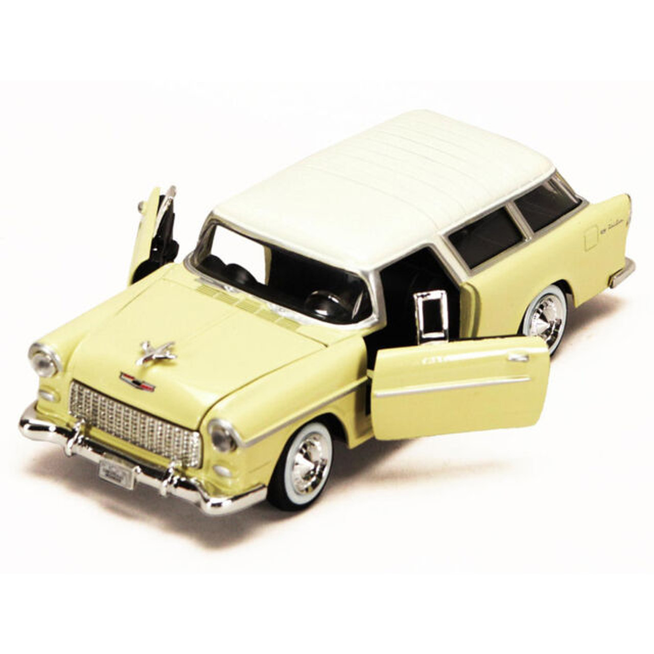 1955 Chevrolet Bel Air Nomad - Timeless Legends - Yellow with white top - 1/24 Diecast Model Car by Motormax