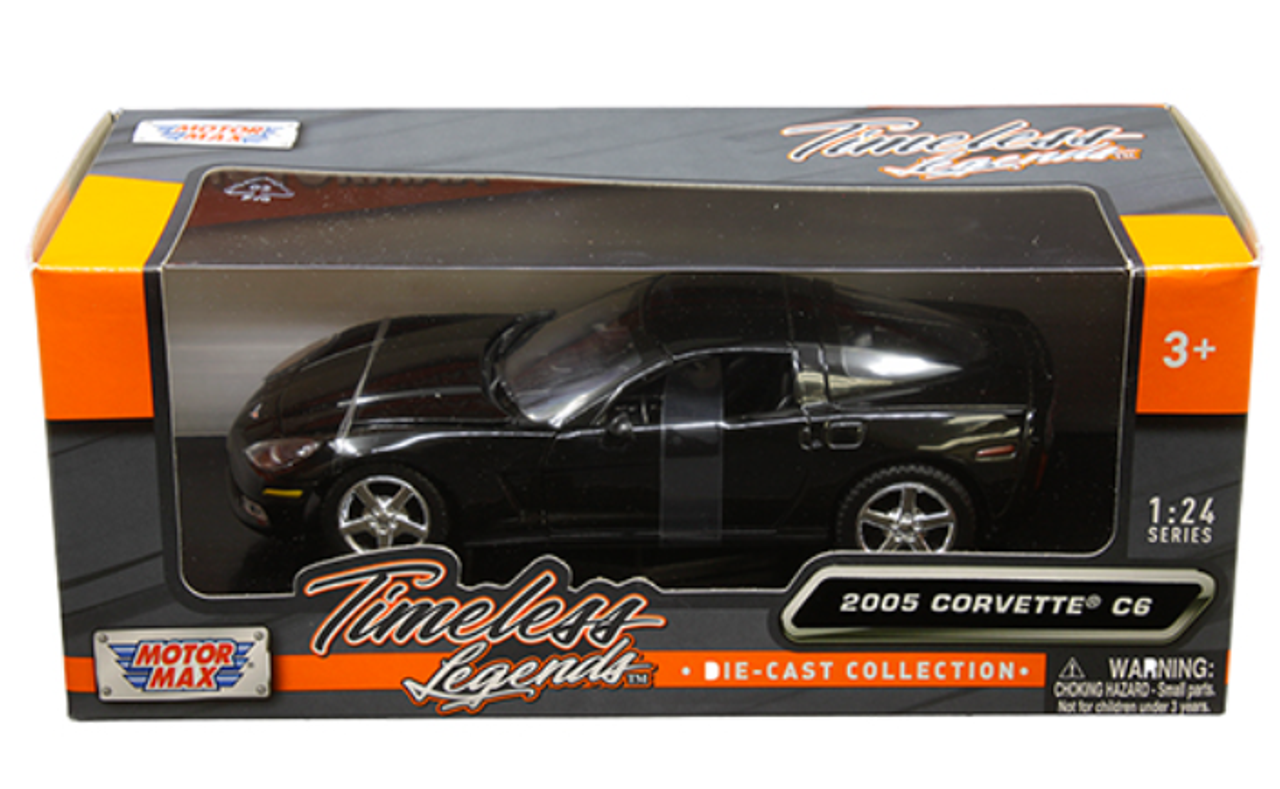 1/24 Motormax 2005 Chevrolet Corvette C6 (Black) Diecast Car Model