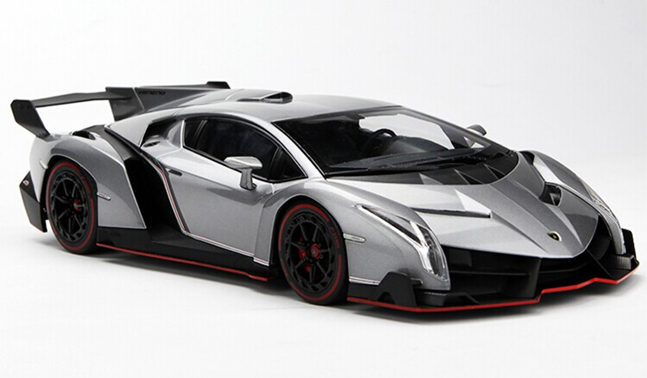 1/18 Kyosho Ousia Lamborghini Veneno Hardtop (Grey w/ Red Line) Car Model