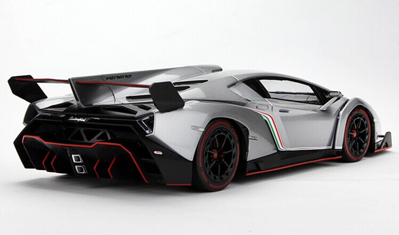 1/18 Kyosho Ousia Lamborghini Veneno Hardtop (Grey w/ Red Line) Car Model