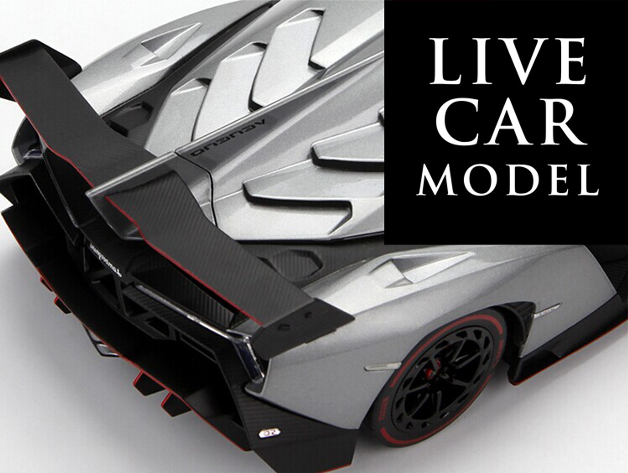 1/18 Kyosho Ousia Lamborghini Veneno Hardtop (Grey w/ Red Line