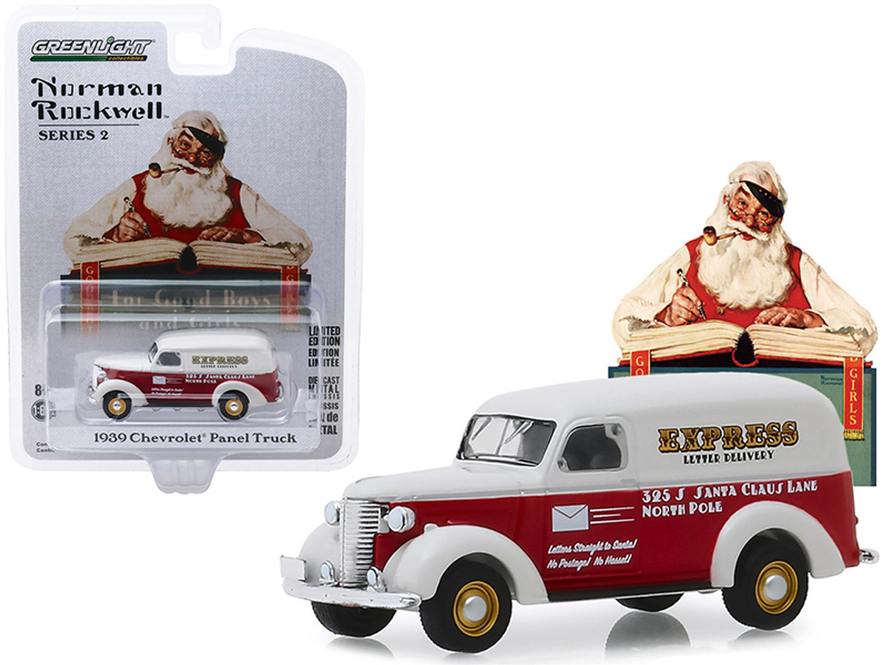 1939 Chevrolet Panel Truck Red and White "Express Letter Delivery" "Norman Rockwell" Series 2 1/64 Diecast Model Car by Greenlight