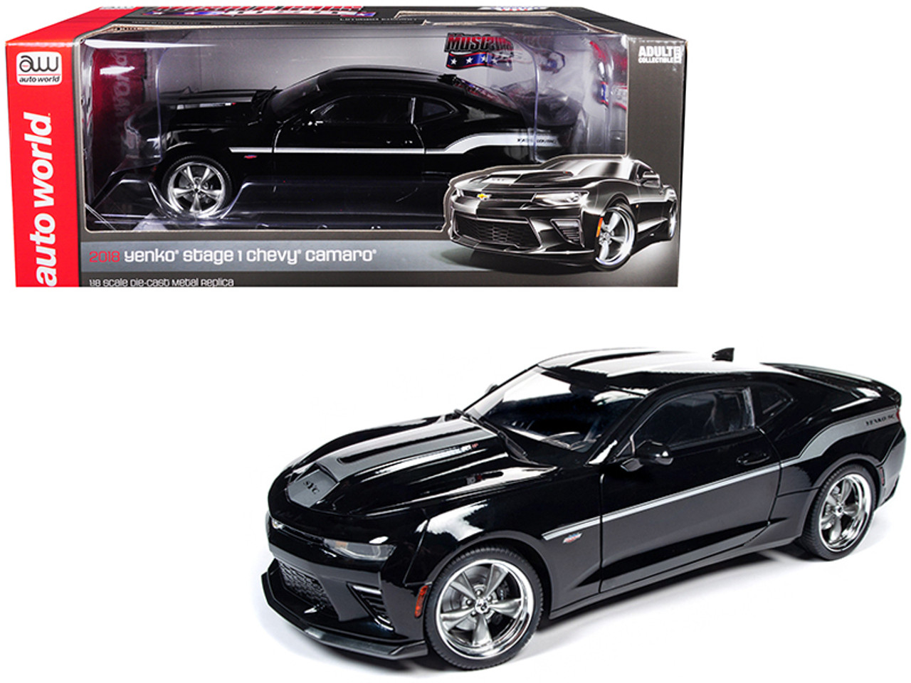 1/18 Auto World 2018 Chevrolet Camaro Yenko/SC Stage I Coupe (Black)  Diecast Car Model Limited